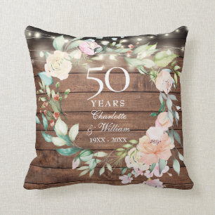 Almofada Foto Rustic Floral String Luzes de 50 anos