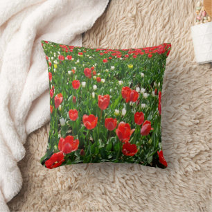 Almofada Fotografia do Campo da Flor Vermelha Tulip
