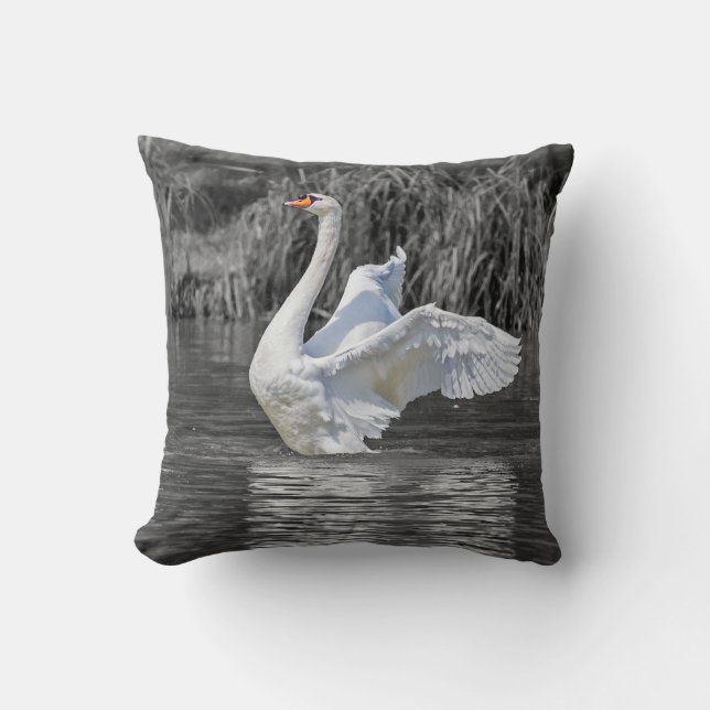 Almofada Fotografia em preto-e-branco Swan (Frente)