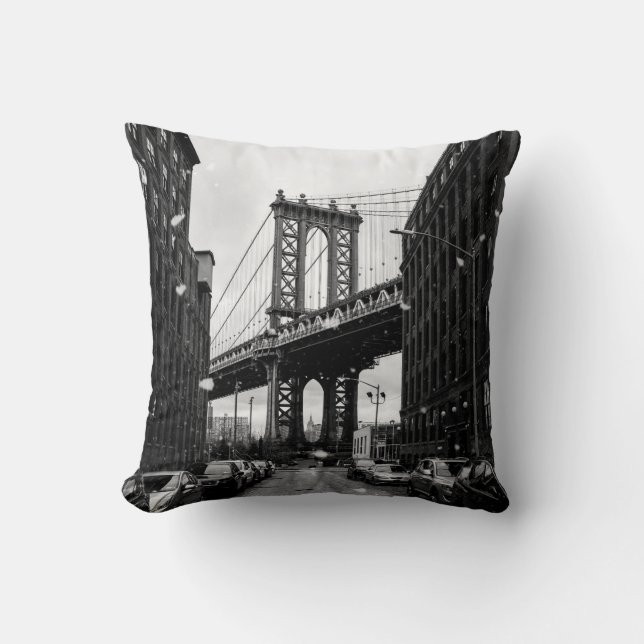 ALMOFADA FOTOGRAFIA GRAYSCALE DA BRIDGE BROOKLYN (Frente)