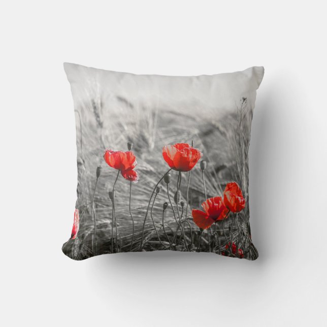 Almofada Fotografia Minimalista do Campo Flor Laranja (Frente)