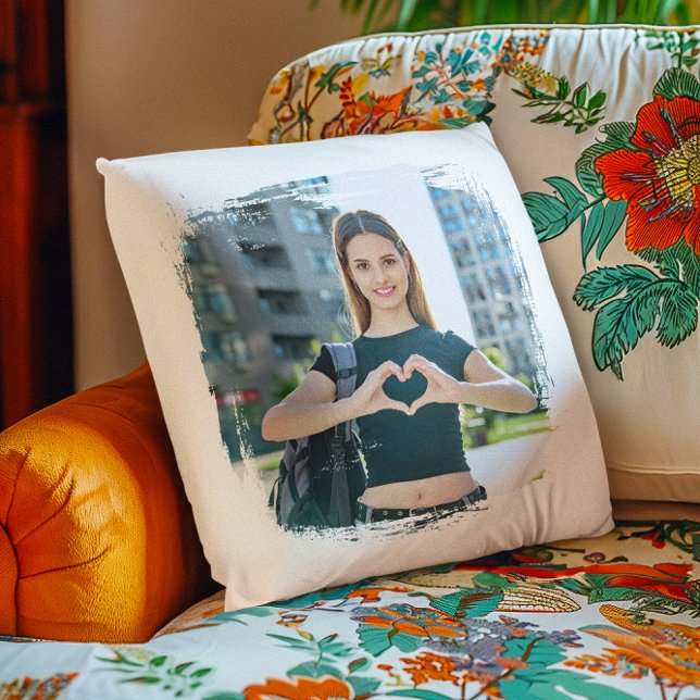 Almofada Fotos de Borda Grunge Moderna (Create Your Own Photo Pillow)