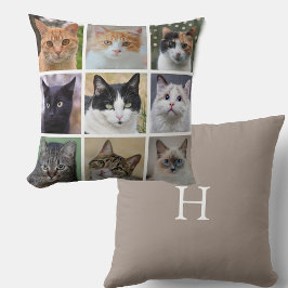 Almofada Fotos de Gatos Personalizáveis Modernas em Bege