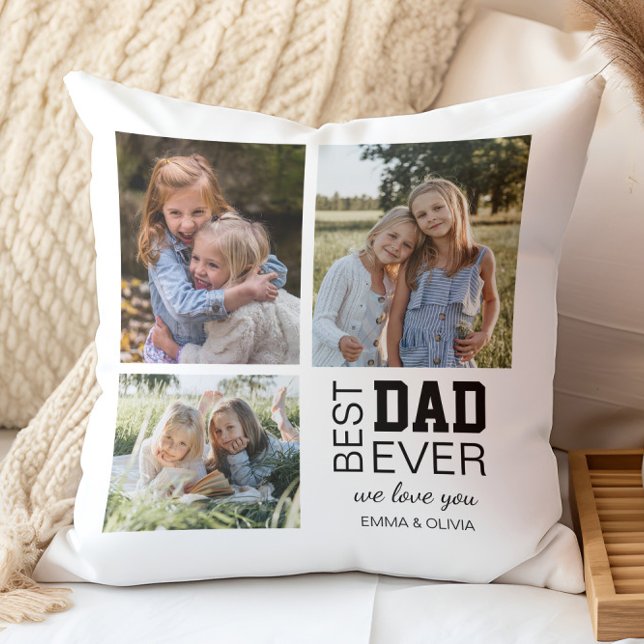 Almofada Fotos personalizadas do melhor Pai (Create your own Personalized Photos Best Dad Ever Throw Pillow by MINTIC DESIGN STUDIO)