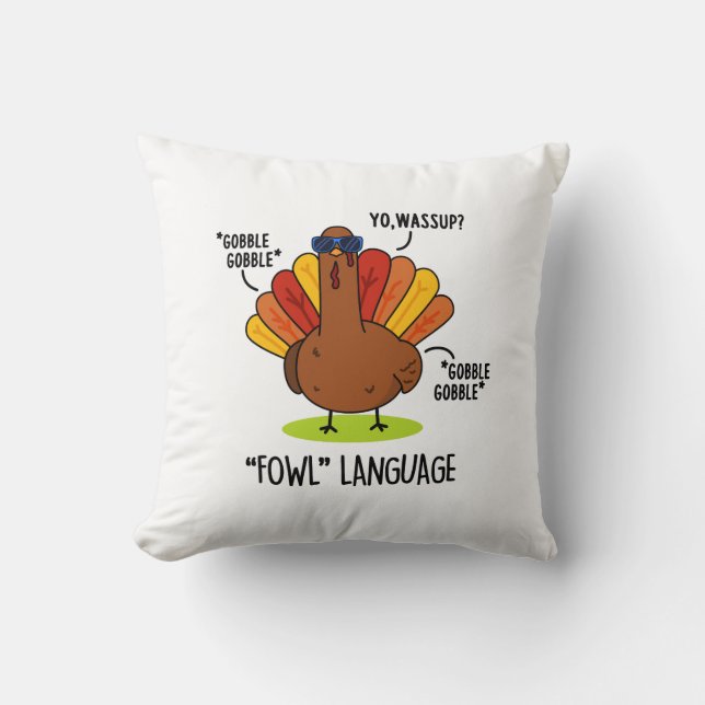 Almofada FowLanguage Funny Turquia Pun (Frente)