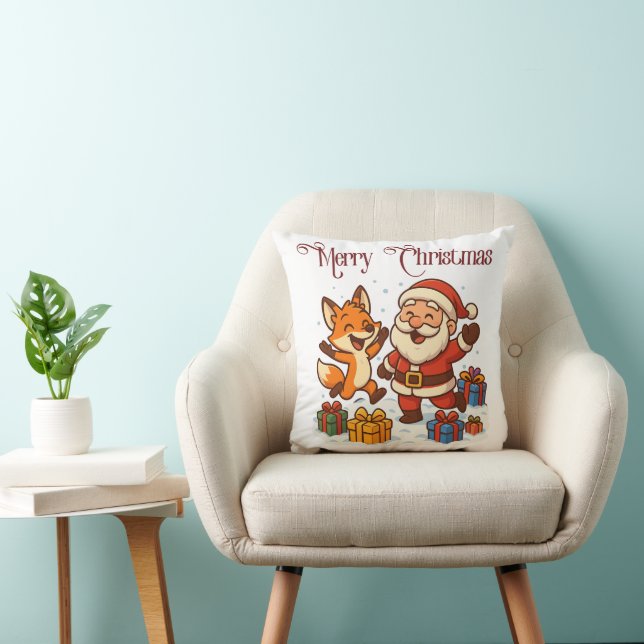 Almofada Fox and Santa Christmas Throw Pillow (Cadeira)