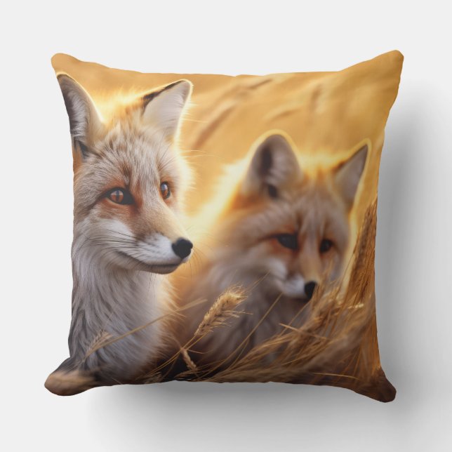 Almofada Fox Animal Wilderness Muralha Colorida (Frente)