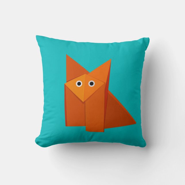 Almofada Fox bonito brilhante de Origami (Frente)