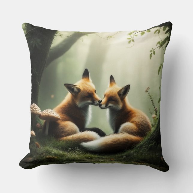 Almofada Fox Cuddle in Misty Forest (Frente)