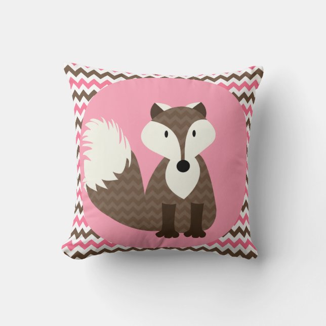 Almofada Fox de Brown no travesseiro decorativo cor-de-rosa (Frente)
