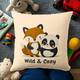 Almofada Fox & Panda Bons Amigos Animais Decoram Crianças