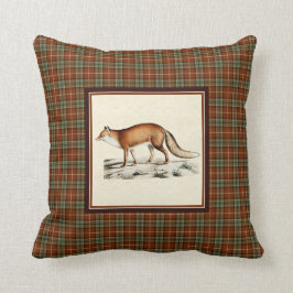 Almofada Fox vermelho do vintage com xadrez rústica da