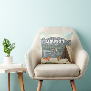 Almofada Fox Woodland Camping Mountain, de Rapaz Personaliz