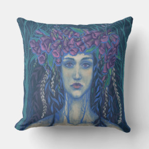 Almofada Foxgama dryad linda garota arte surreal de fantasi
