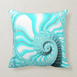 Almofada Fractal Espiral Azul Nautilus Azul do Oceano bonit