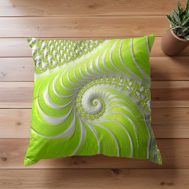 Almofada Fractal Espiral Verde Lima Moderno Abstrato