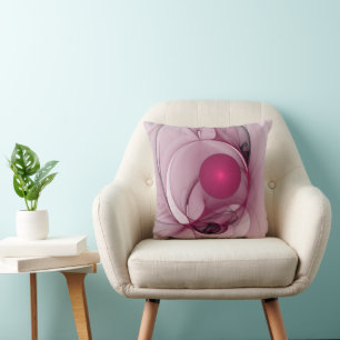 Almofada Fractal Sinuoso, Arte Abstrato Moderno Rosa Berry
