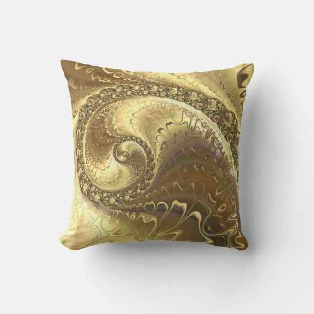 Almofada Fractal Tons de Ouro (Frente)