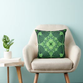 Almofada Fractal Verde Dia de São Patrício Trevo Sortudo