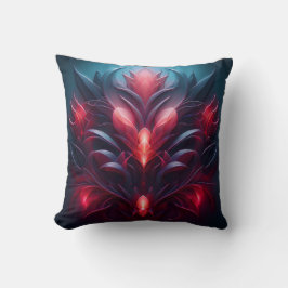 Almofada Fractal Vermelho e Azul Belos Com Dica Floral