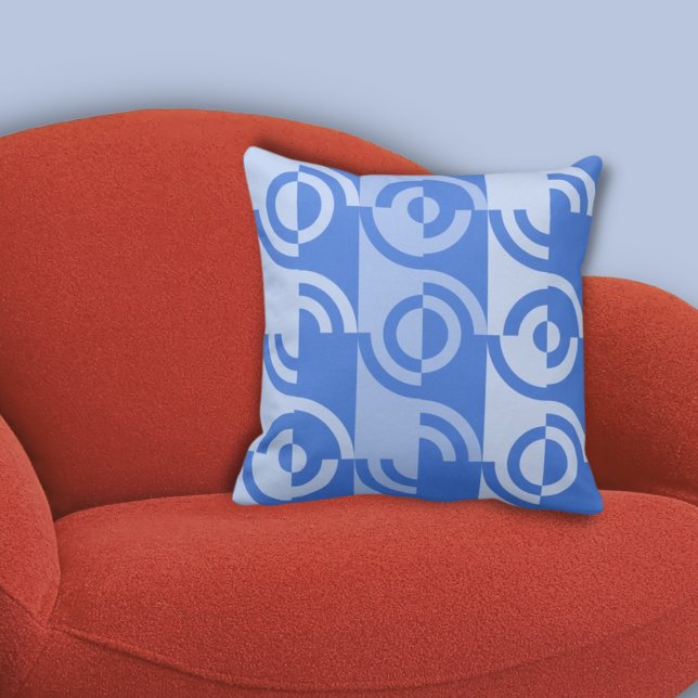 Almofada Fragmentos circulares divertidos Padrão Azul (Fun Circular Fragments Pattern Blue Throw Pillow)