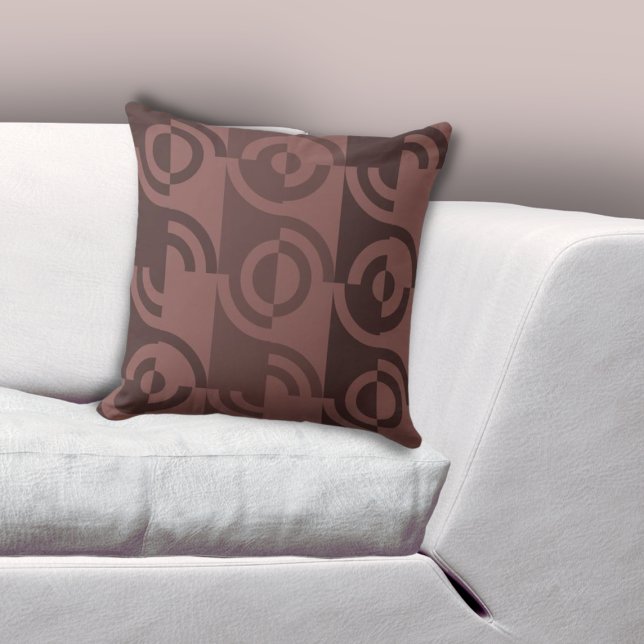 Almofada Fragmentos circulares em camadas Travesseiro decor (Playful Circular Fragments Brown Throw Pillow, Living Room)