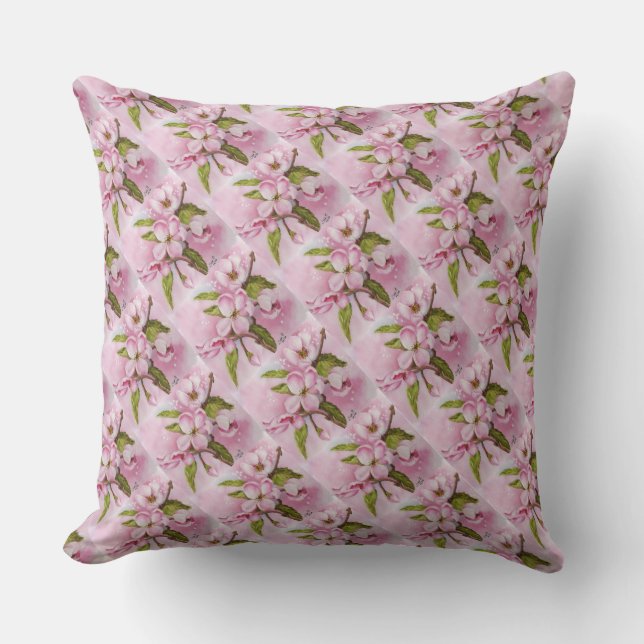 ALMOFADA FRAGRANT PINK APPLE BLOSSOMS PATIO PILLOW (Frente)