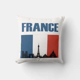 Almofada França Viagem - Paris City Skyline French Flag