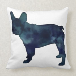 Almofada Francês Bulldog Black Watercolor Silhouket