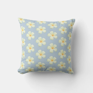 Almofada Frangipani Flores de Plumeria em Azul Maravilhoso