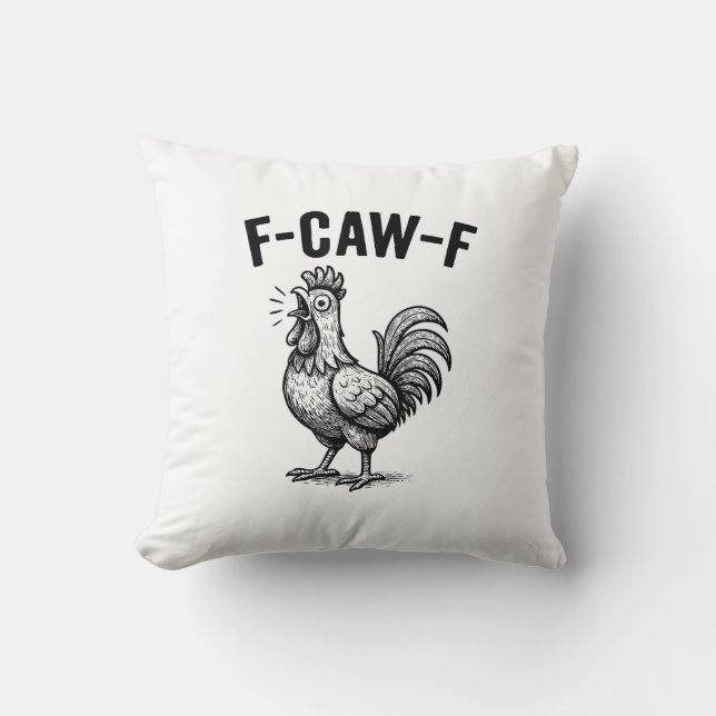 Almofada Frango Engraçado F-Caw-F Gráfico Sarcástico (Frente)