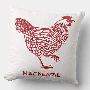 Almofada Frango Galinha Aves Personalizado Vermelho e Branc