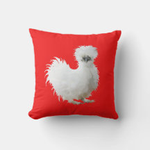 Frango Silkie sobre Vermelho