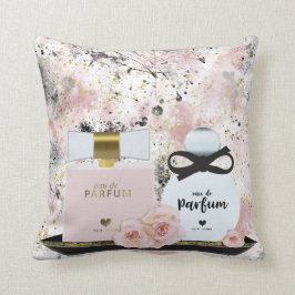 Almofada Frascos de Perfume de Nova York Dourado & Rosas Ro