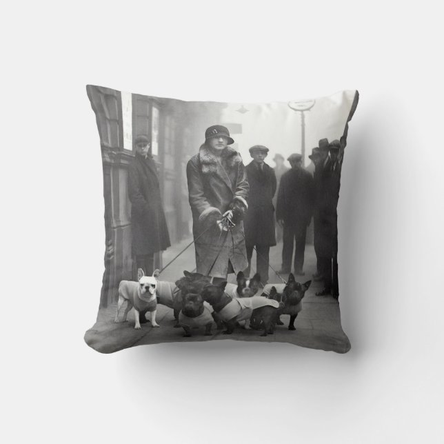 Almofada French Bulldogs Walker Gray/YellowThrow Pillow (Frente)