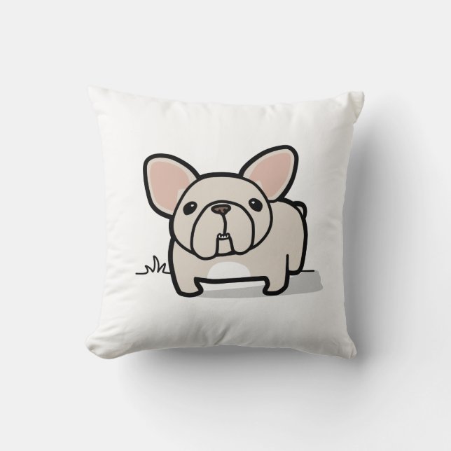Almofada Frenchie de creme (Frente)
