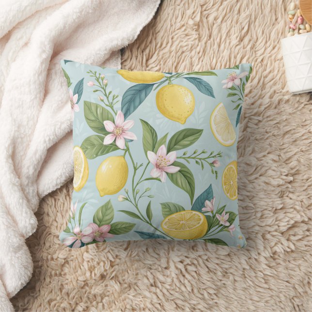 Almofada Fresh Lemon Floral Botanical Pattern  (Cobertor)