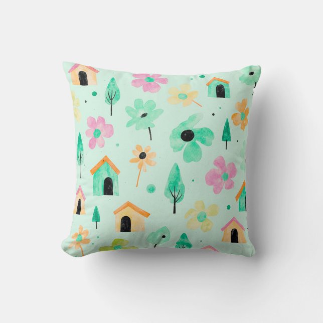 Almofada Fresh Modern Floral Pattern Pillow (Frente)