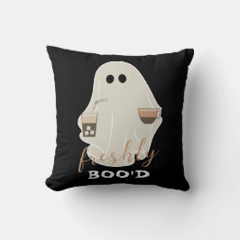 Almofada Freshly Boo | Fantasma de Halloween Cute | Preto
