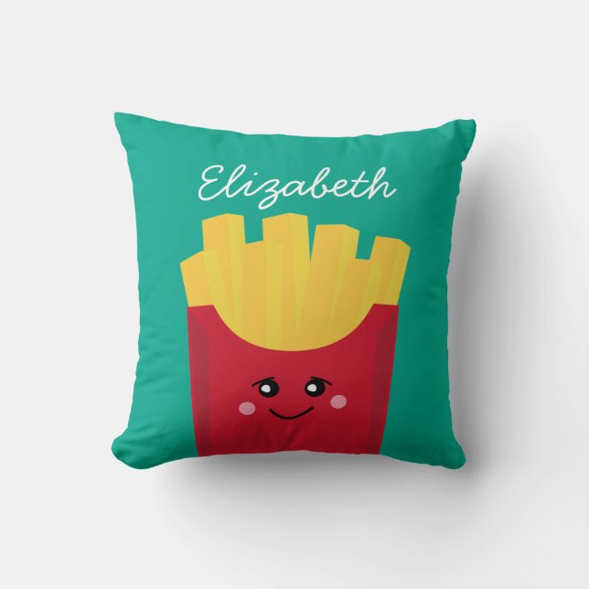 Almofada Fritas Francesas Cute Kawaii com Nome Personalizad (Frente)