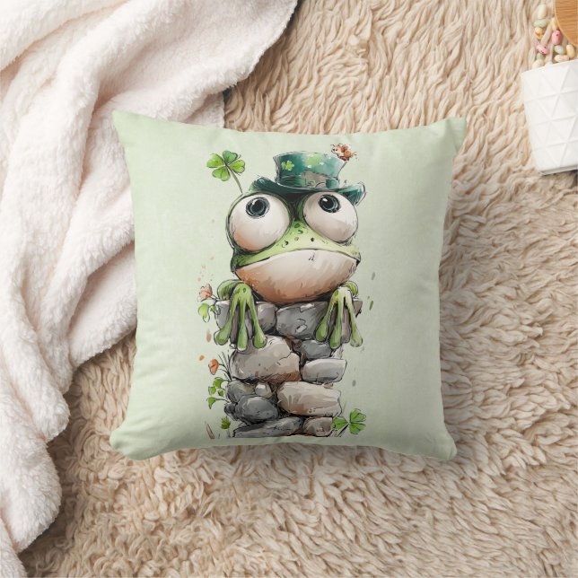 Almofada Frog with Green Hat and Shamrock Cute (Cobertor)