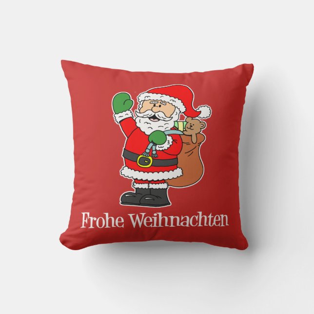 Almofada Frohe Weihnachten German Christmas Santa (Frente)