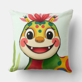 Almofada „Fröhlicher Dschungeldrache – Bunt und Glücklich“