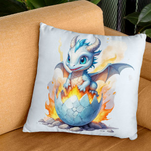 Almofada Frostfire Hatchling Dragão Azul Fantasia 