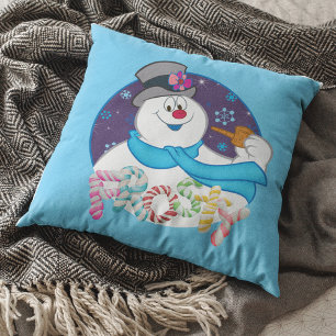 Almofada Frosty the Snowman™   Colorful Candy Cane Name