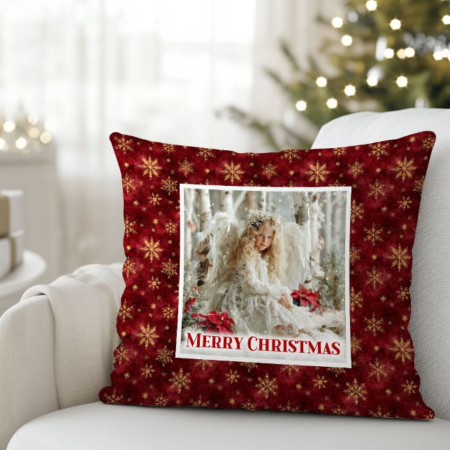 Almofada Frosty Victorian Angel Red and Gold Gift Pillow (Frosty Victorian Angel Red and Gold Gift Pillow)