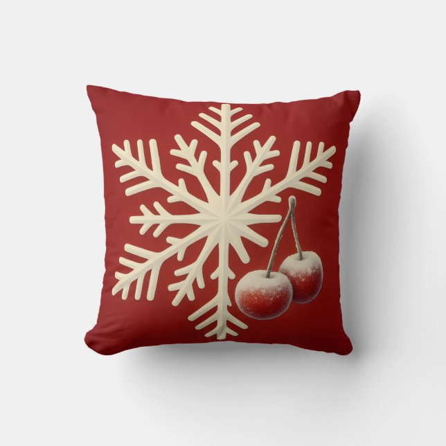Almofada Frozen Cherry Snowflake – Winter Magic Design (Frente)