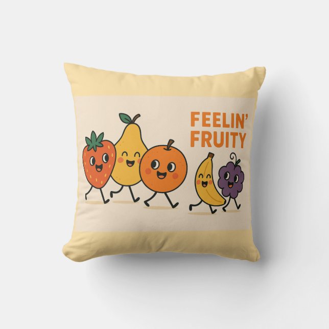 Almofada Fruidade do Feelin - Ilustração das Frutas Ancorad (Frente)