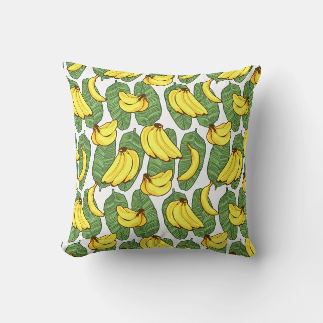 Almofada Fruta de Banana deixa padrão tropical (Frente)