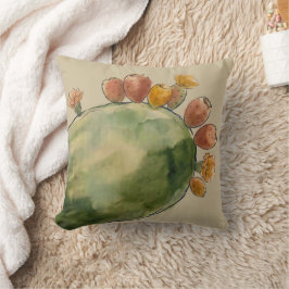 Almofada Fruta de Cacto Pérola Espinhosa Aquarela Boho 
